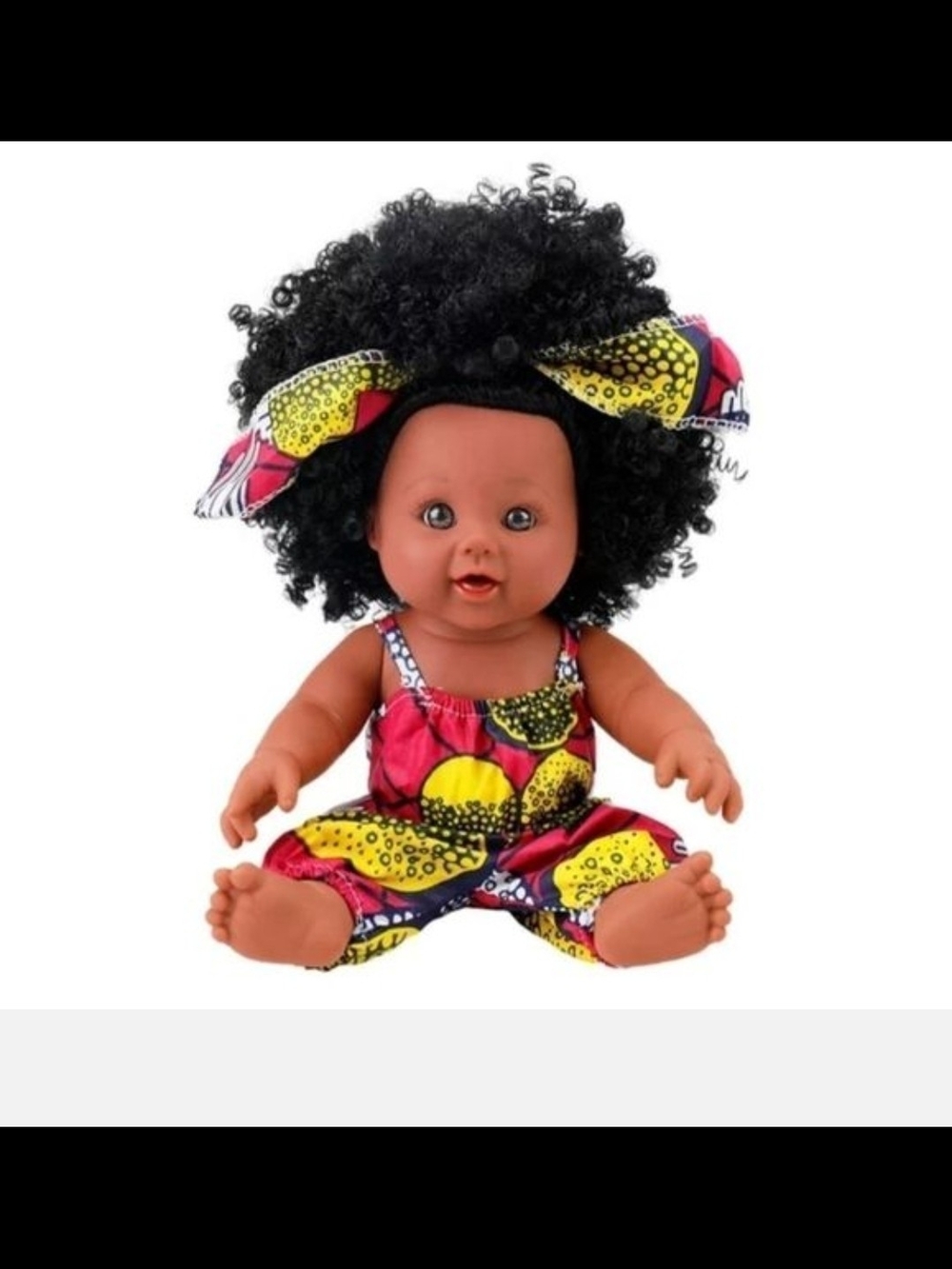 African Style Baby Doll in Pink and Yellow Outfit